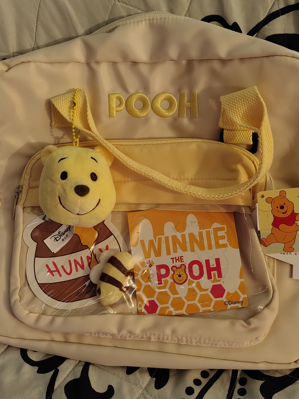 Disney Winnie the Pooh Cream and Yellow Kids Backpack with Plush Charm
